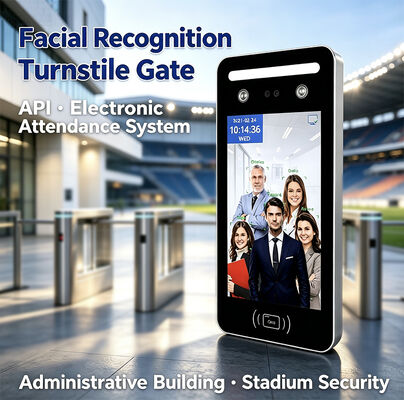 8 pollici di riconoscimento facciale Turnstile Gate con API Sistema elettronico di presenza per l'edificio amministrativo e la sicurezza dello stadio